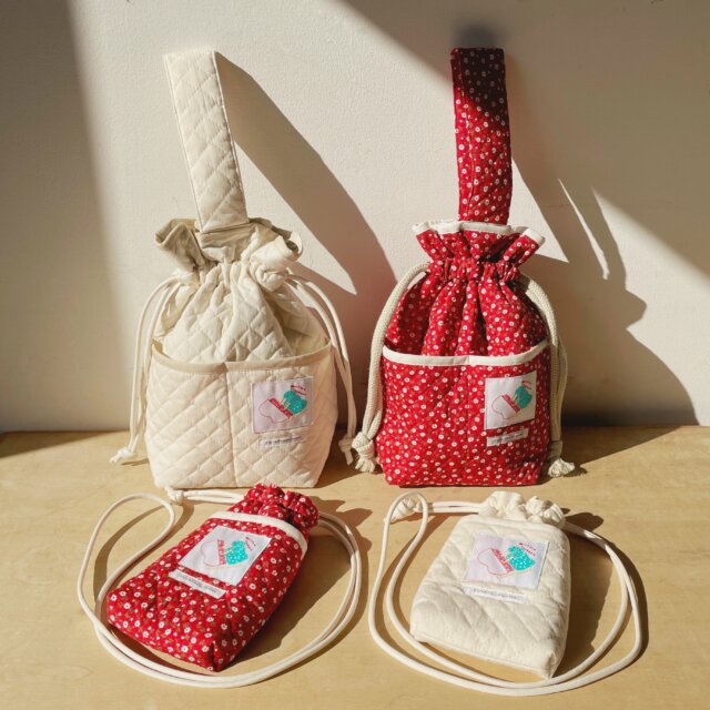 受注販売決定】futatsukukuri × カネコアヤノ 巾着バッグ&ポシェット  